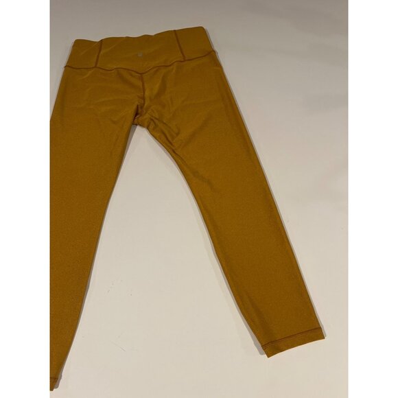 High-Waisted Athleta Mustard Yellow Athletic Leggings For Women - Picture 4 of 7